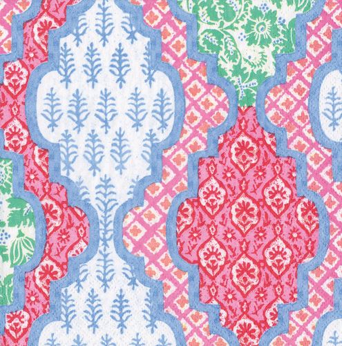 Provencale Cotton Pink Multi Cocktail Napkin Cocktail Napkins Caspari 