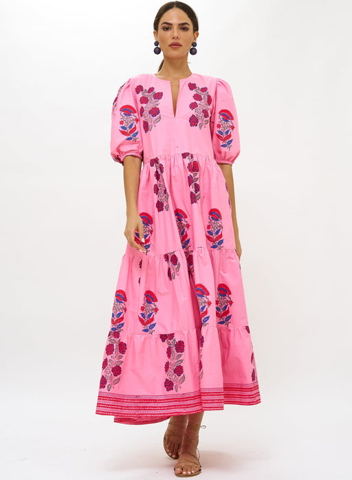 Puff Sleeve Maxi Dress - Boca Boca Pink Womens Dress Oliphant 