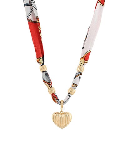 Puffy Heart Charm Scarf Necklace Womens Necklace Golden Stella 