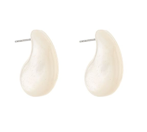 Puffy Teardrop Earrings - White Womens Earrings Golden Stella 
