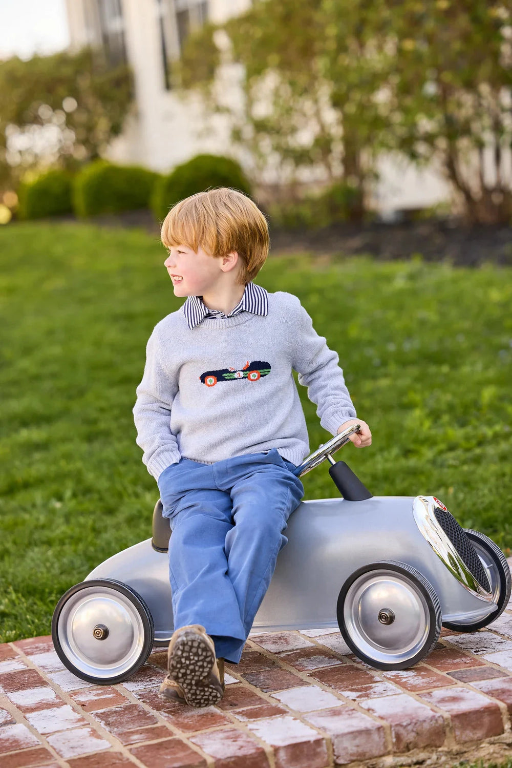 Pull On Pant - Stormy Blue Corduroy Boy Pants Little English 