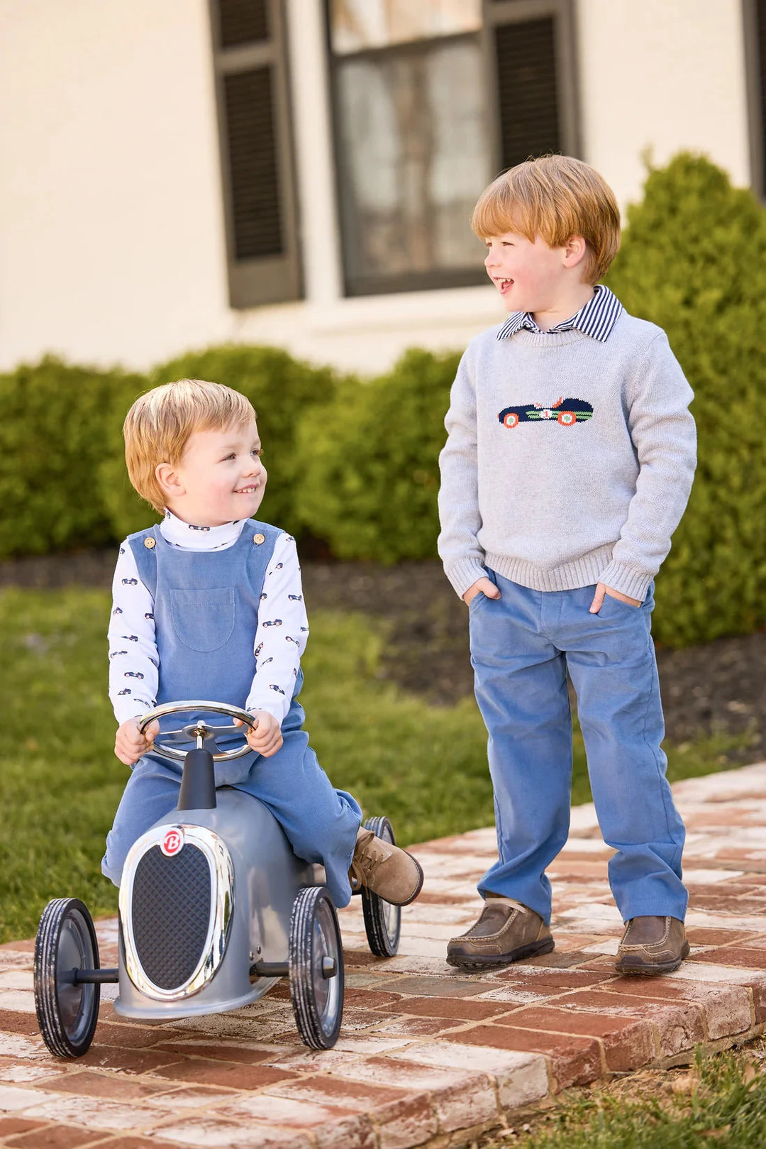 Pull On Pant - Stormy Blue Corduroy Boy Pants Little English 