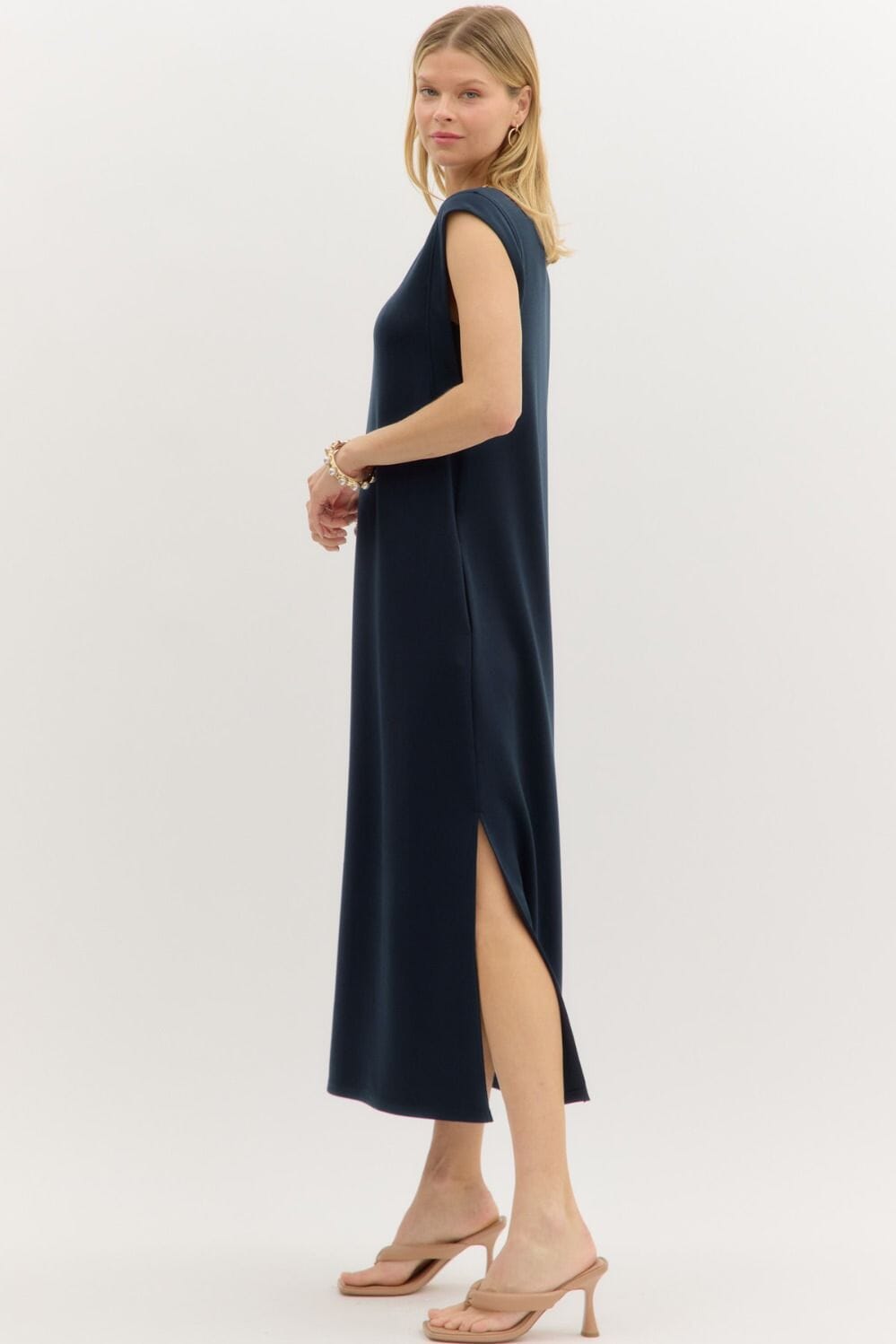 Pullover Knit Dress - Navy Womens Dress Entro 