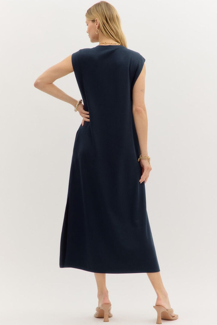Pullover Knit Dress - Navy Womens Dress Entro 