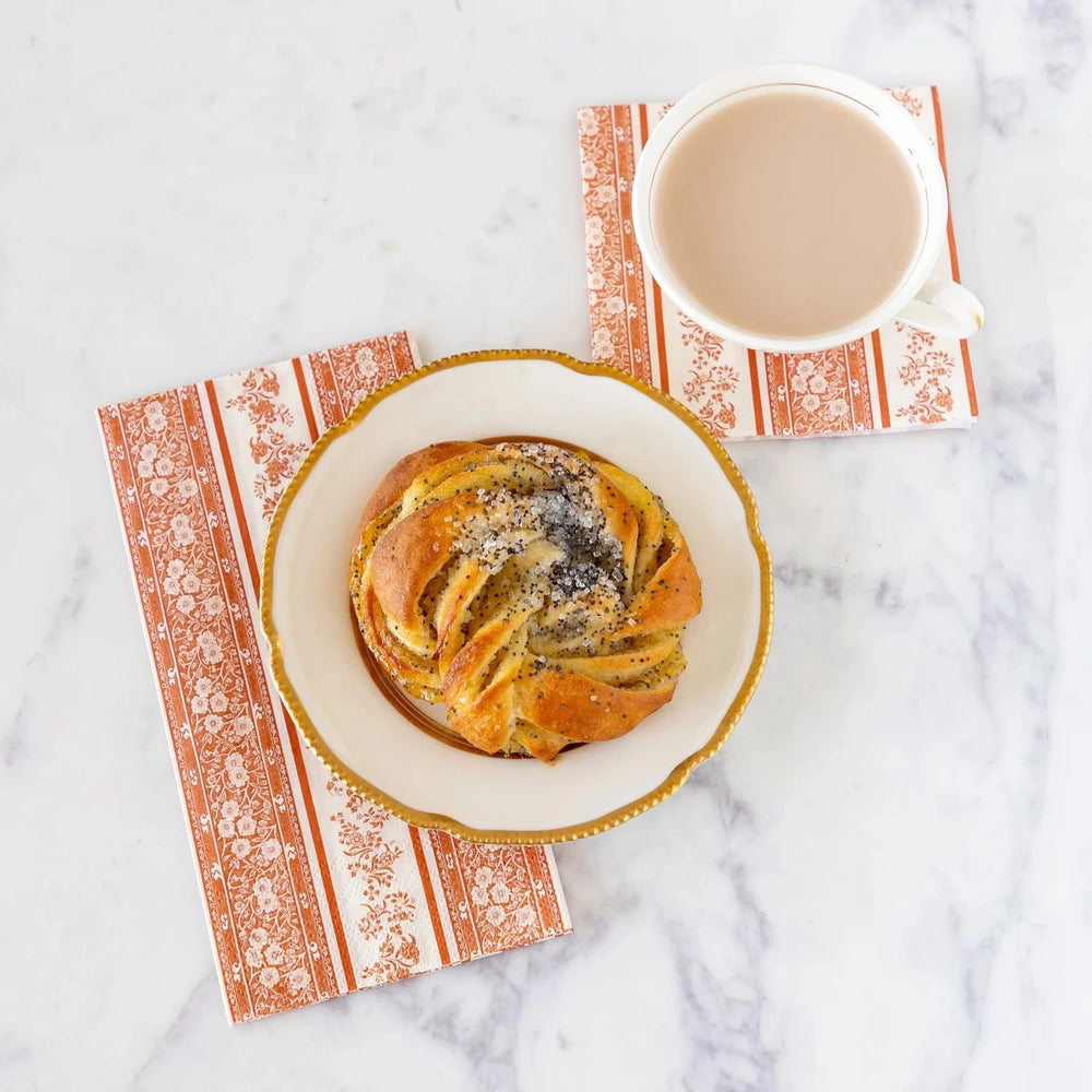 Pumpkin Burleigh Stripe Guest Napkins Guest Towels Hester and Cook 