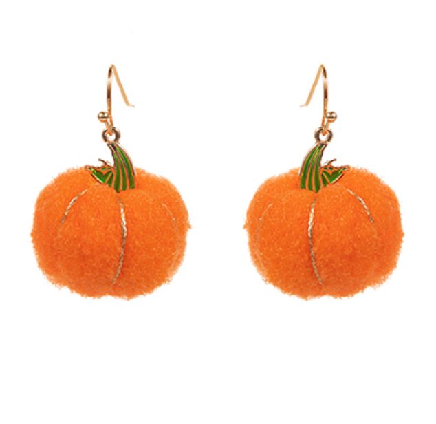 Pumpkin Shaped Pom Pom Drop Earrings Womens Earrings Golden Stella 