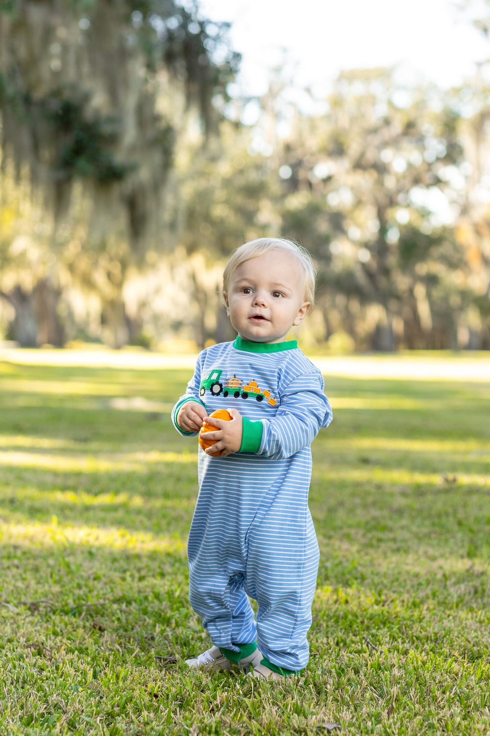 Pumpkin Tractor Trail Romper Boy Romper Trotter Street Kids 