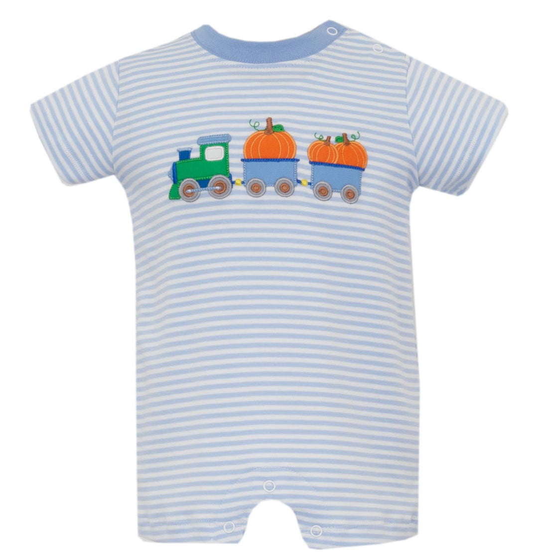 Pumpkin Train Boy Romper Boy Romper Claire and Charlie 