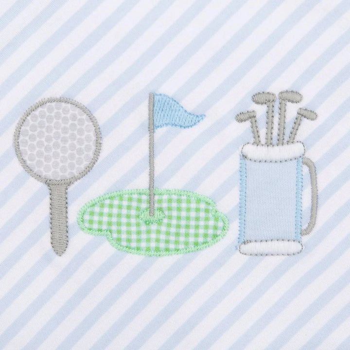 Putting Green Applique Short Pajamas - Light Blue Boy Pajamas Magnolia Baby 