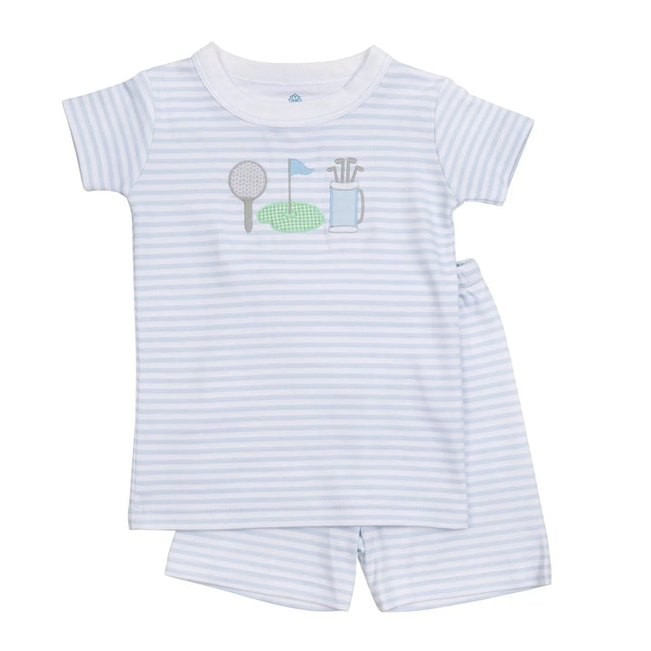 Putting Green Applique Short Pajamas - Light Blue Boy Pajamas Magnolia Baby 