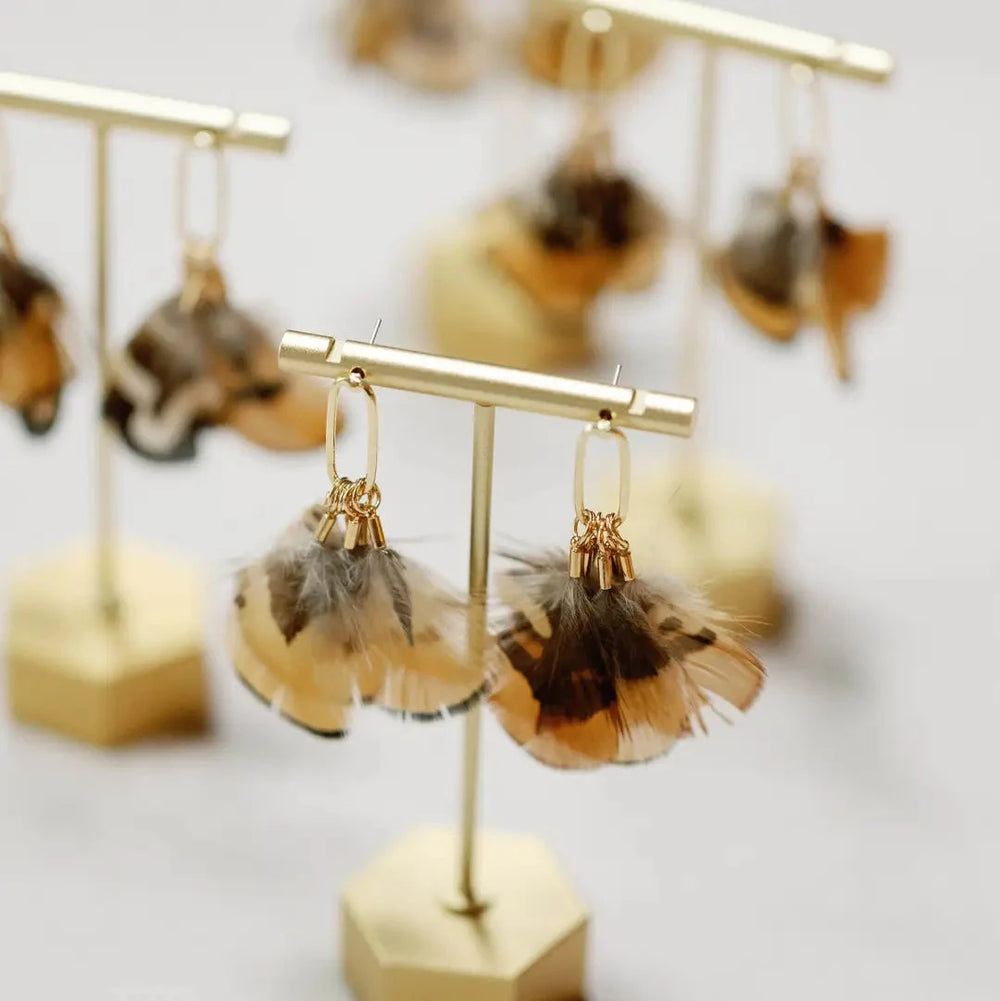 Quail Feather Fall Statement Tassel Earrings Womens Earrings St. Armands Designs 