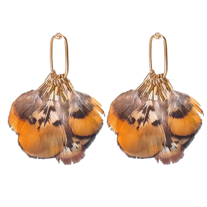 Quail Feather Fall Statement Tassel Earrings Womens Earrings St. Armands Designs 