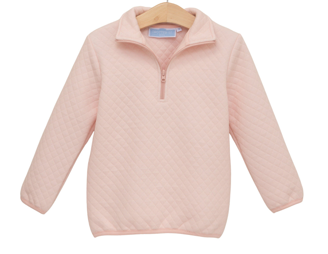 Quarter Zip Quilted Pullover - Light PInk Outerwear Trotter Street Kids 
