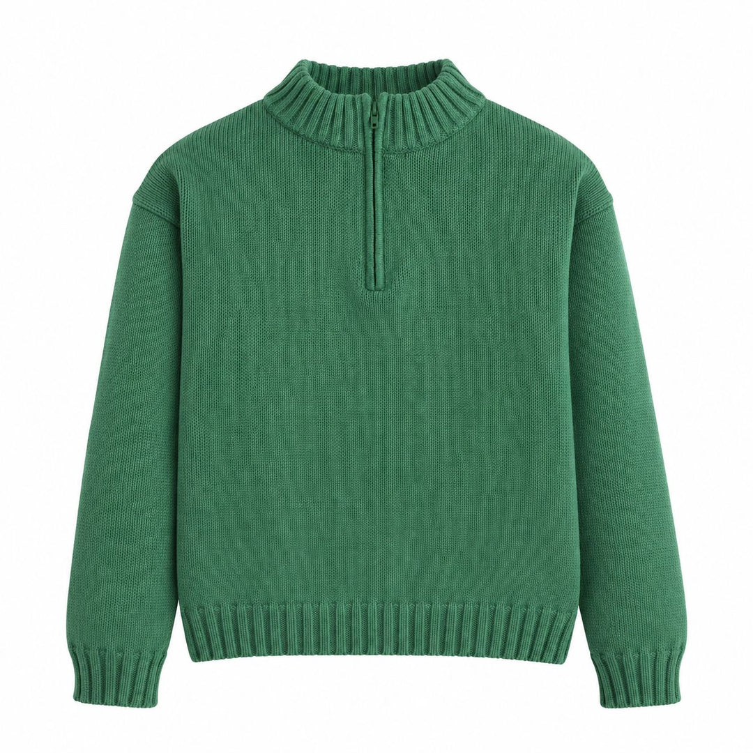 Quarter Zip Sweater - Hunter Green Boy Sweater Little English 