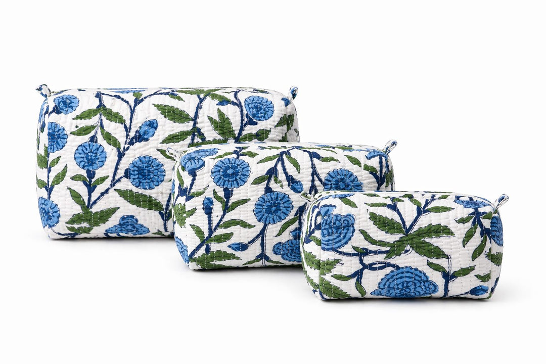 Quilted Cosmetic Bags - Coastal Bloom Vine Cosmetic/Accessories Bags Queens Designs 