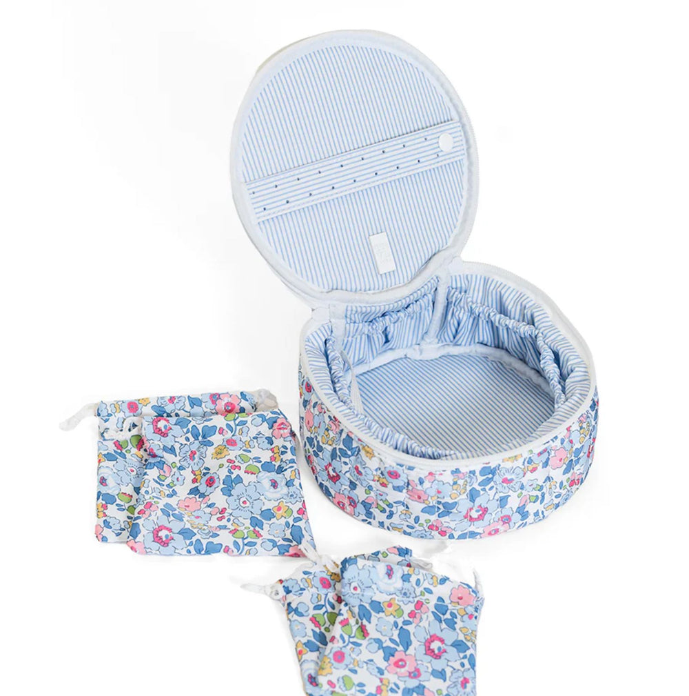 Quilted Jewelry Round - Bridgehampton Floral Cosmetic/Accessories Bags TRVL Design 