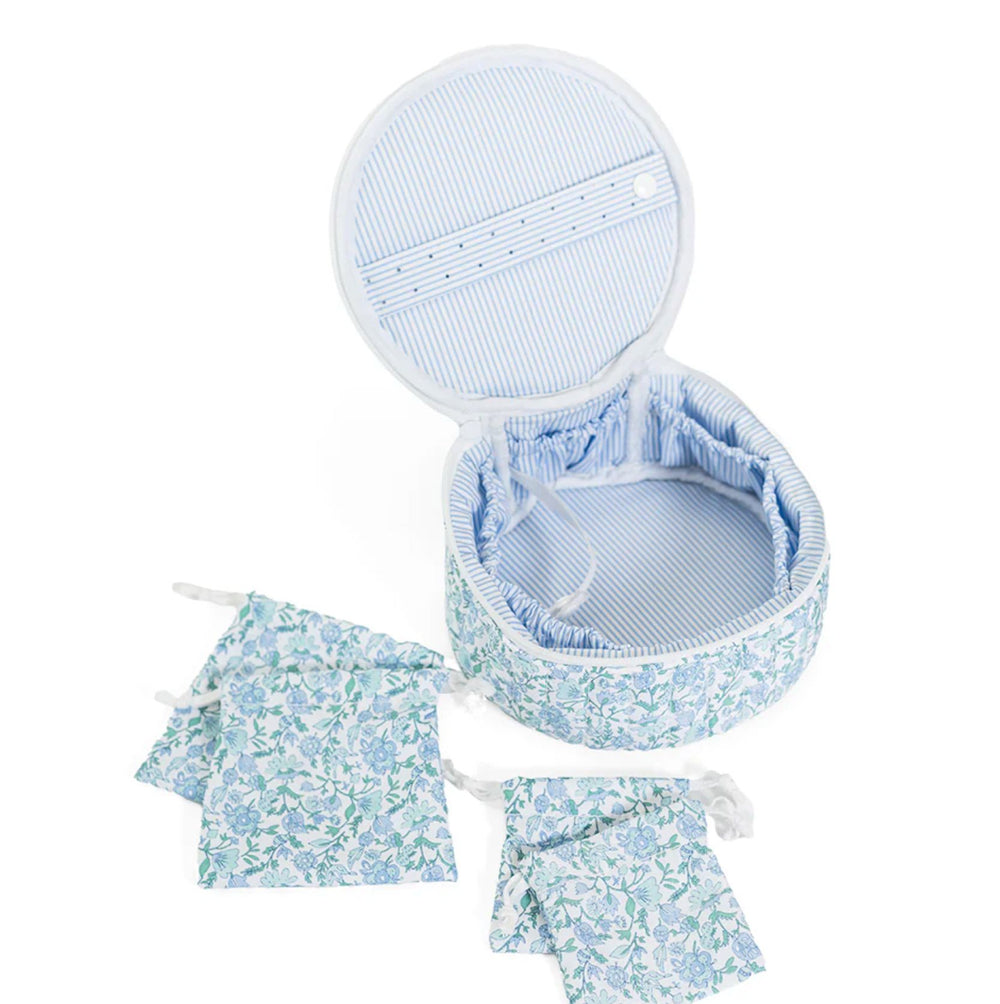 Quilted Jewelry Round - Hamptons Floral Cosmetic/Accessories Bags TRVL Design 