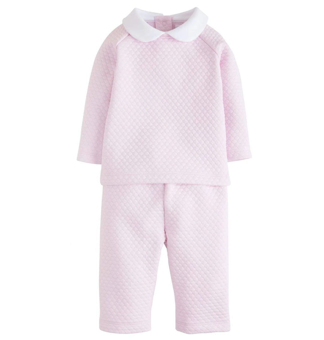 Quilted Pant Set - Light Pink Girl Pant Set Little English 