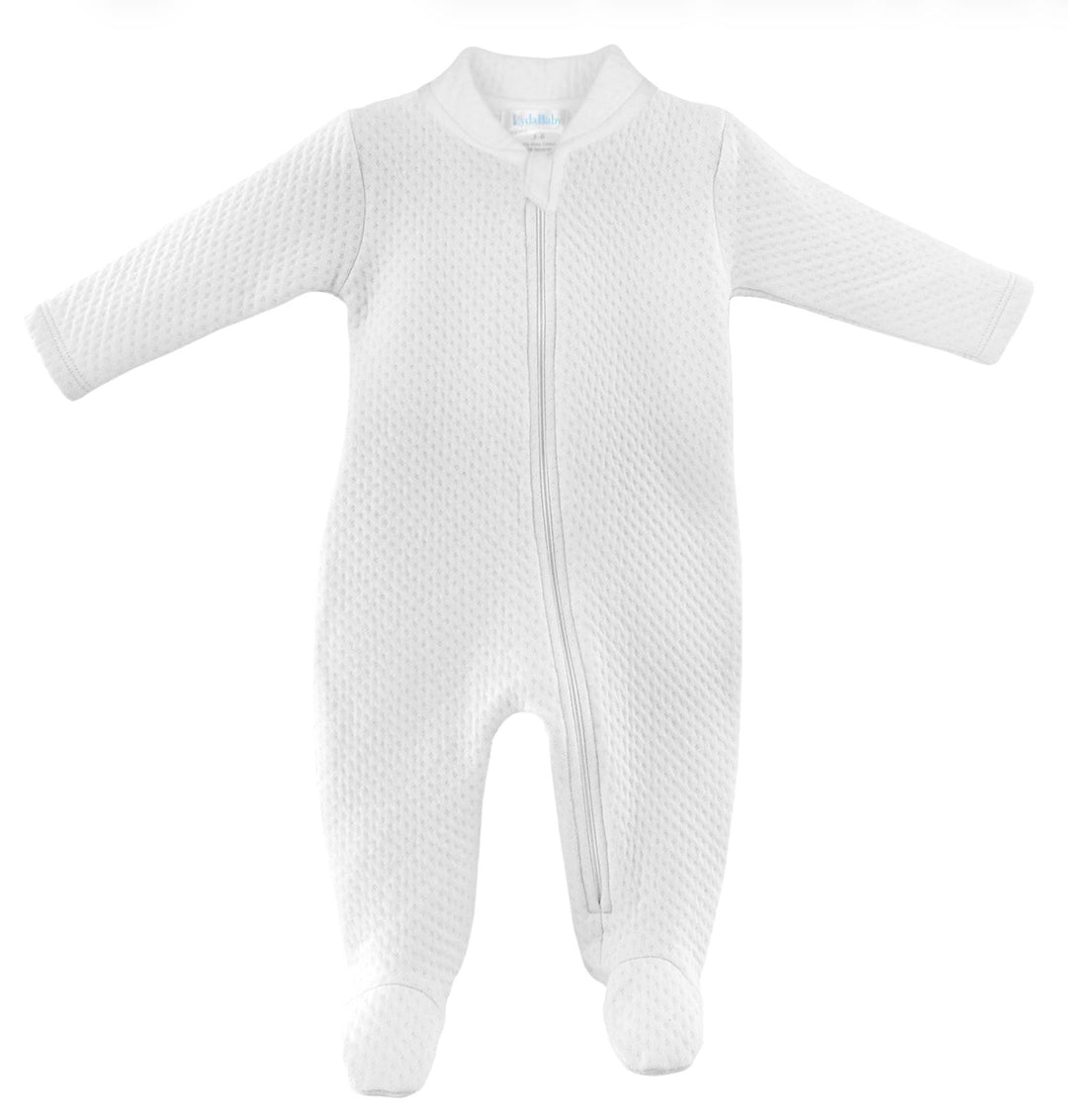 Quilted Pima Footie - White Boy Footie Lyda Baby 