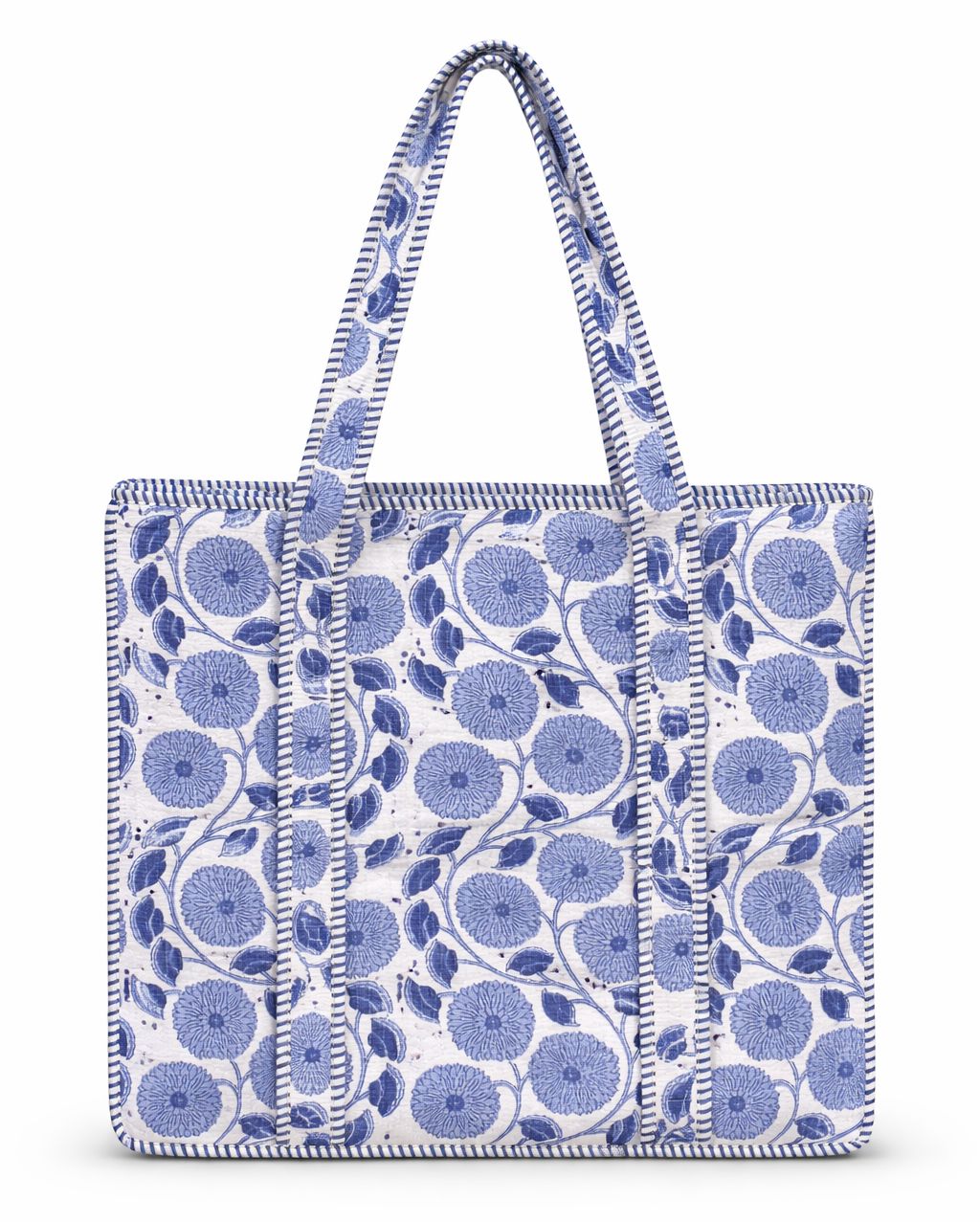 Quilted Tote Bag - Marsh Bloom Blue Tote Queens Designs 