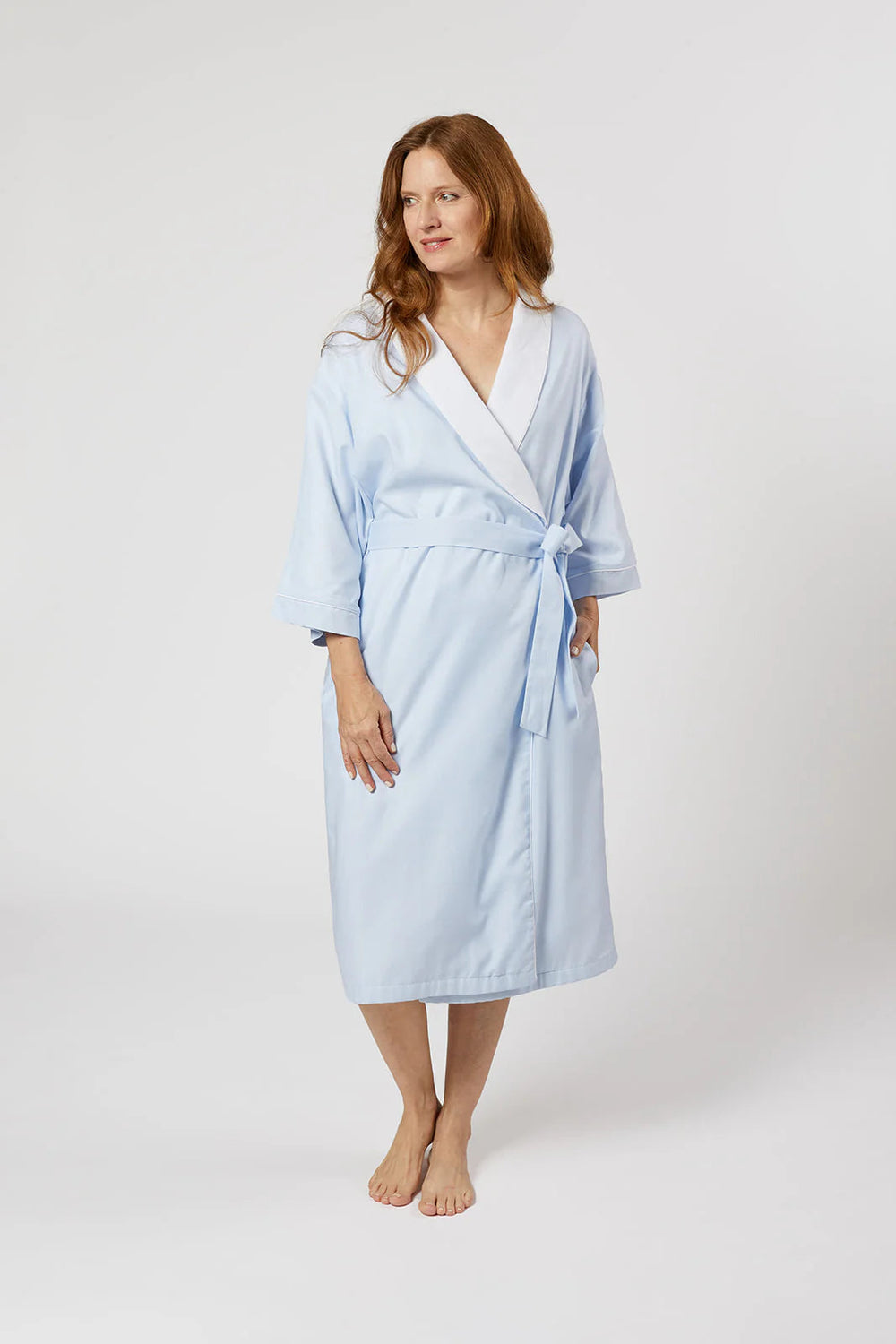 Rachael Cotton Robe - Blue Womens Robes Lenora 