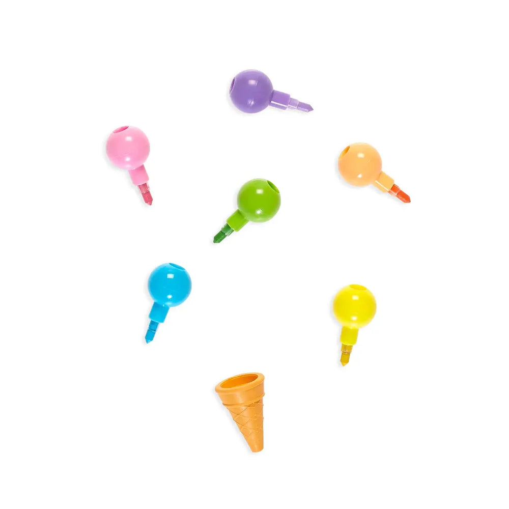 Rainbow Scoops Stacking Erasable Crayon + Eraser Coloring Supplies Ooly 