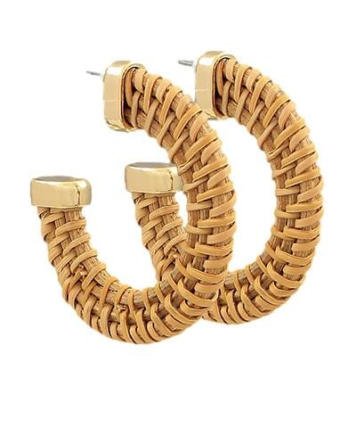 Rattan Hoops Womens Earrings Golden Stella 