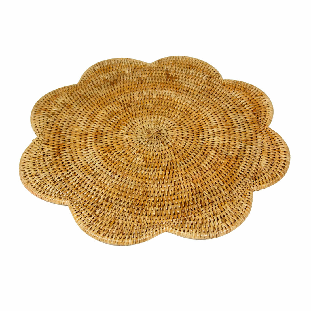 Rattan Scalloped Placemat - Honey Placemats Caspari 