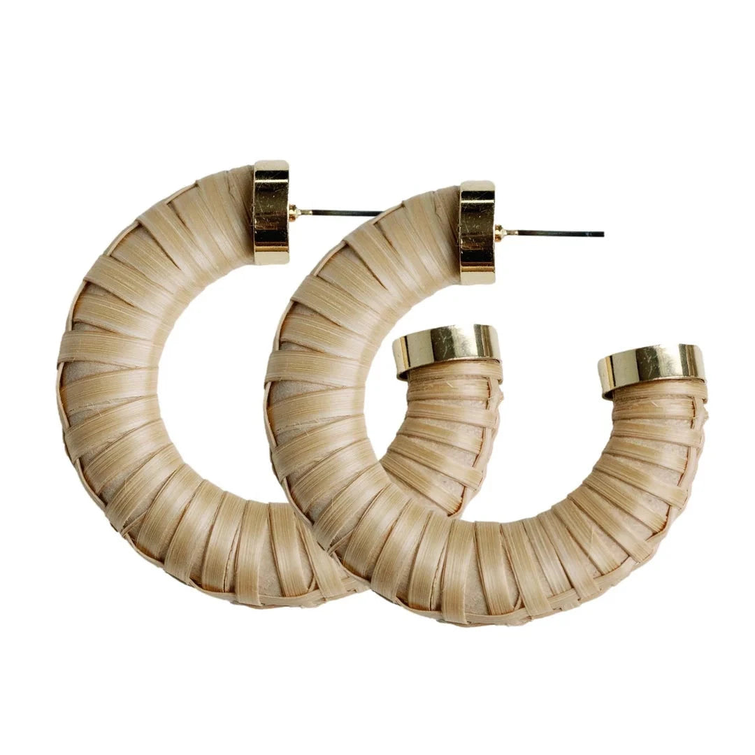 Rattan Wrapped Statement Hoop Earrings Womens Earrings St. Armands Designs 
