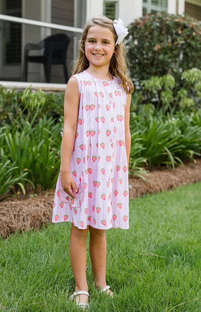 Reagan Dress - Strawberry Stripe Girl Dress James and Lottie 