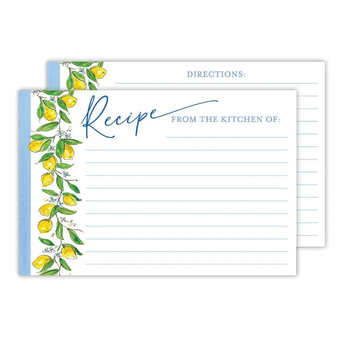 Recipe Card - Handpainted Lemon Border Notecards Rosanne Beck 