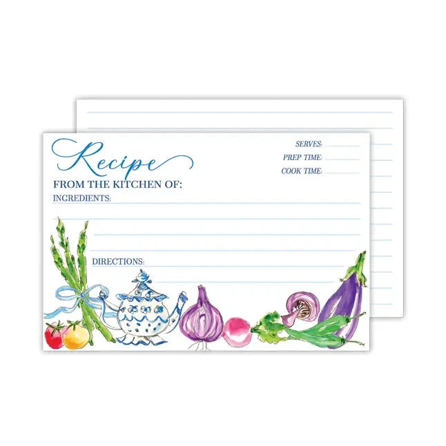 Recipe Card- Handpainted Vegetable Icons Notecards Rosanne Beck 