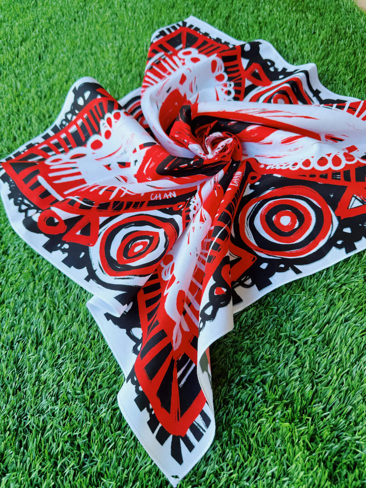 Red and Black Football Chandana Scarf Chan Art 