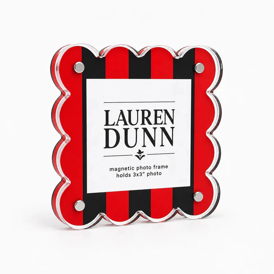 Red and Black Striped Scalloped Acrylic Frame Picture Frames Lauren Dunn 