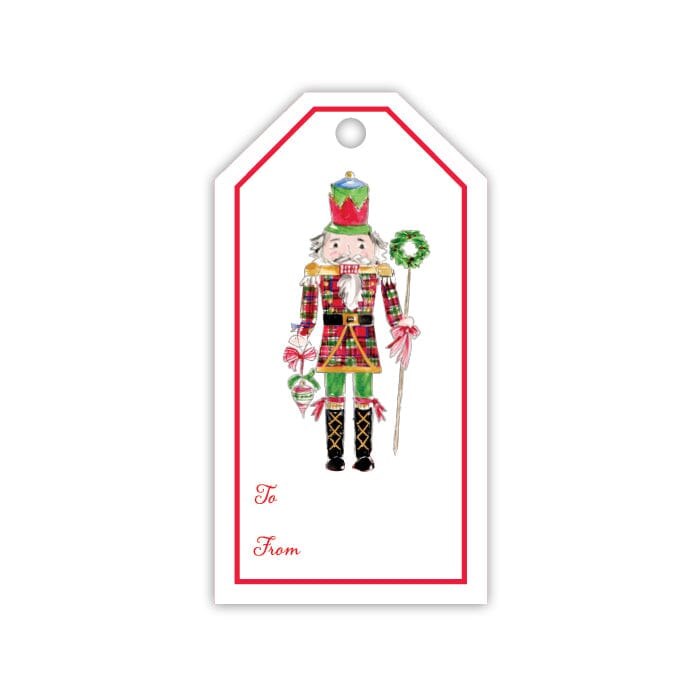 Red and Green Plaid Nutcracker Trio with Holly Gift Tag Gift Tags & Labels Rosanne Beck 