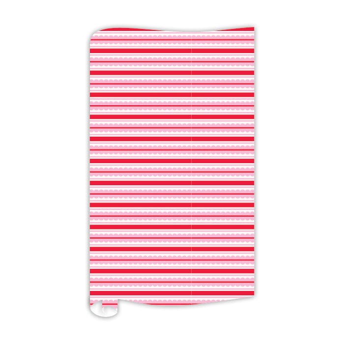 Red and Scalloped Pink Stripes Wrapping Paper Wrapping Paper Rosanne Beck 
