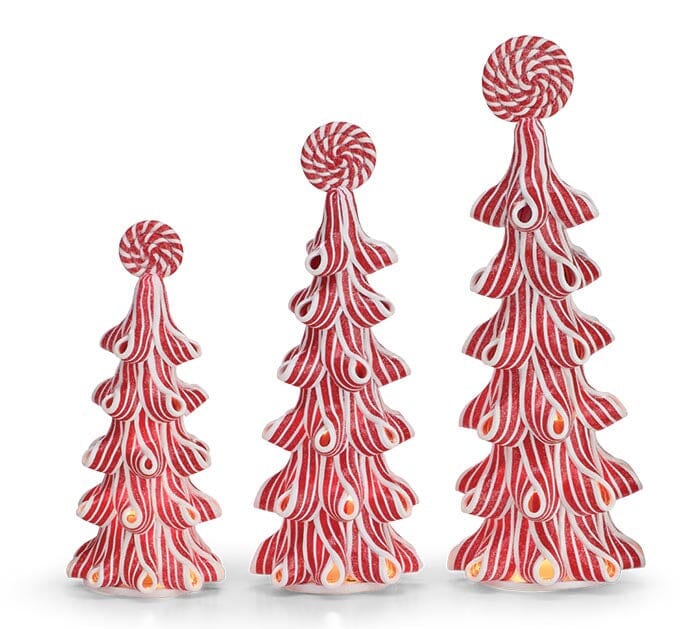 Red And White Candy Ribbon Lighted Tree Ornament Burton and Burton 