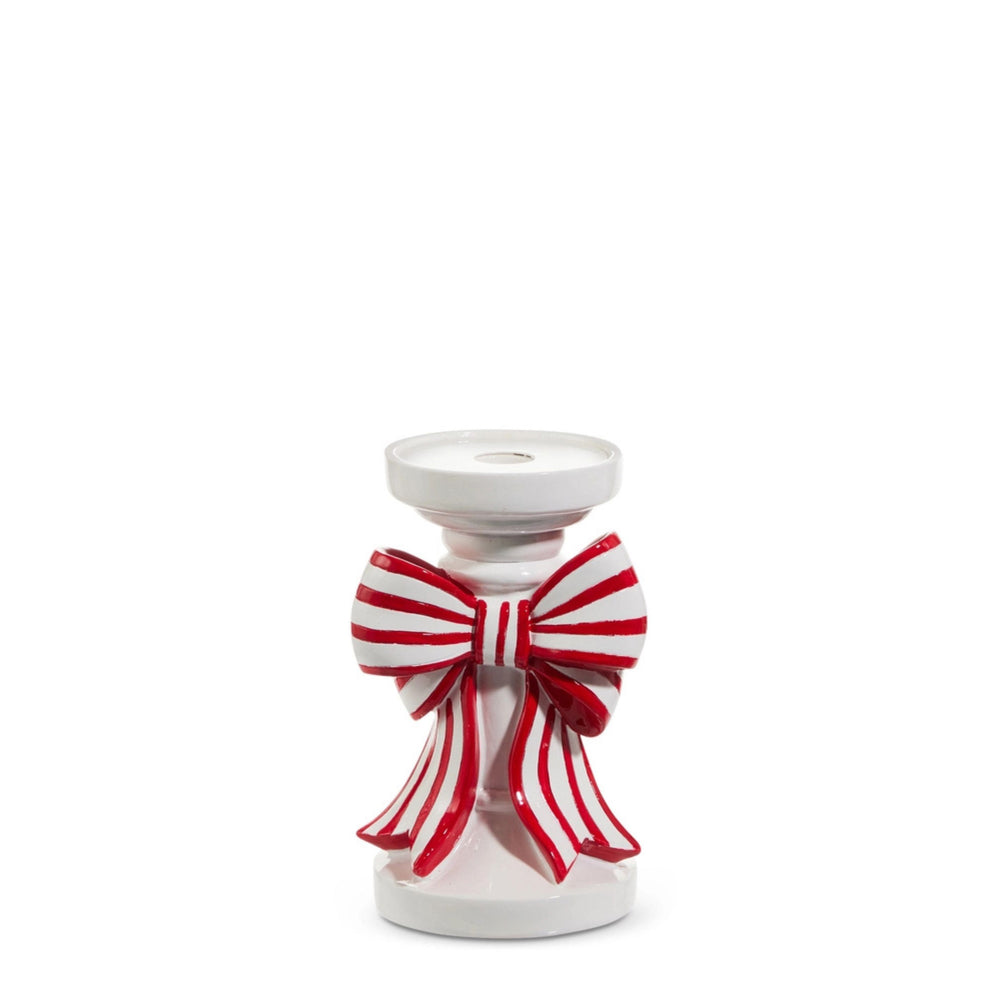 Red and White Stripe Bow Candle Holders Candle Holders RAZ Small 