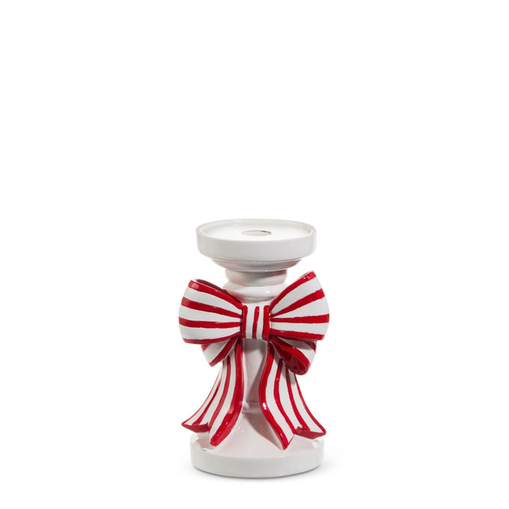 Red and White Stripe Bow Candle Holders Candle Holders RAZ Small 