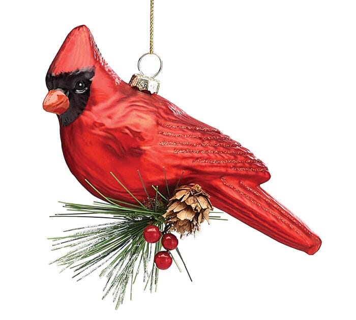Red Cardinal Sitting On Branch Ornament Ornament Burton and Burton 
