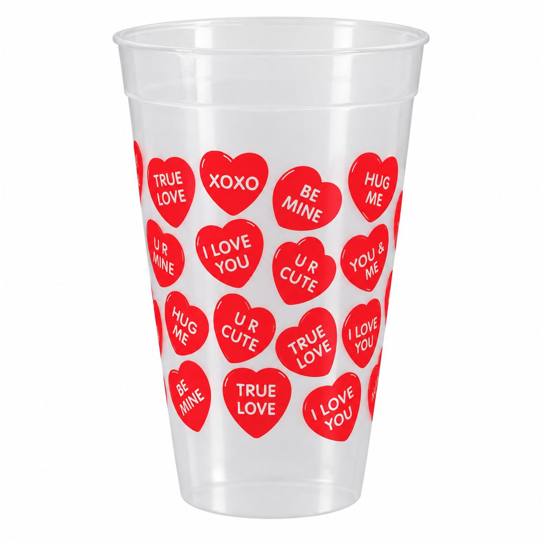 Red Conversation Hearts Shatterproof Cups Drinkware Rosanne Beck 