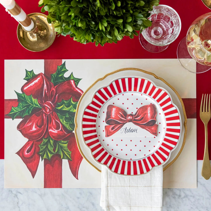 Red Flocked Runner Table Runner Hester and Cook 