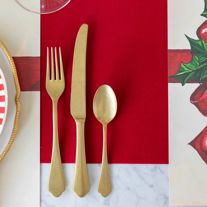 Red Flocked Runner Table Runner Hester and Cook 