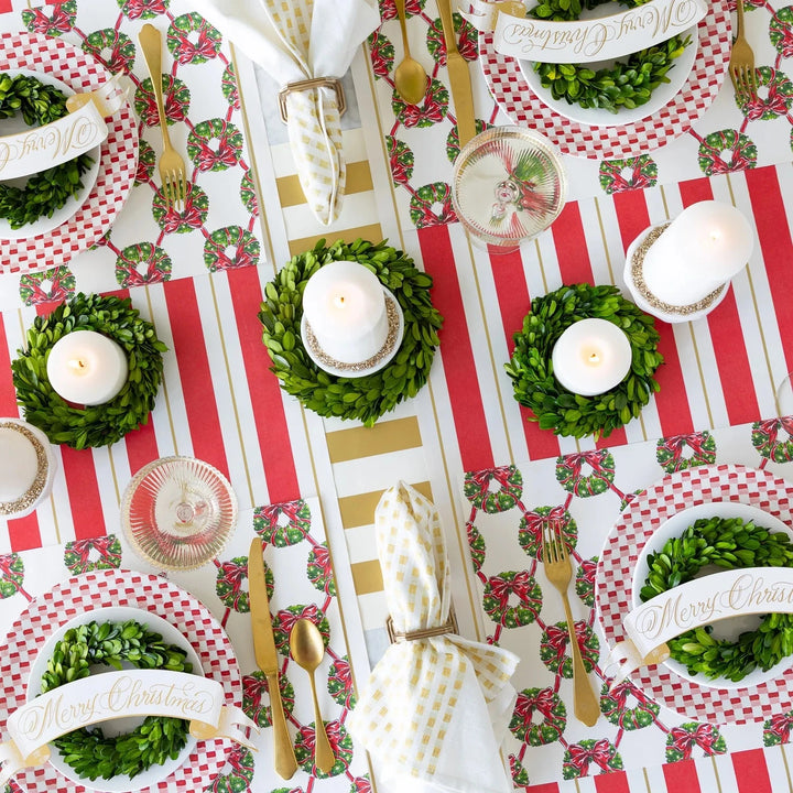 Red & Gold Awning Stripe Runner Table Runner Hester and Cook 