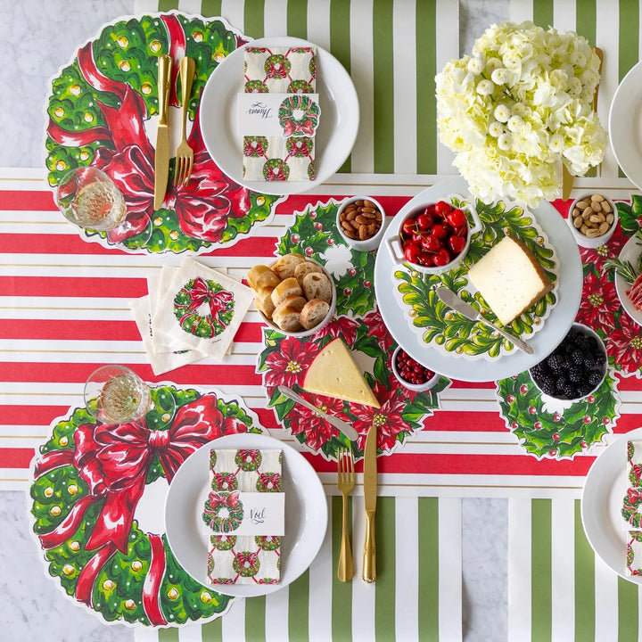Red & Gold Awning Stripe Runner Table Runner Hester and Cook 
