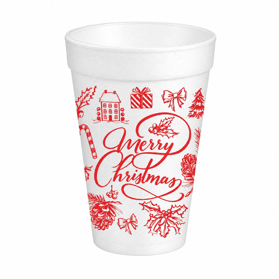 Red Merry Christmas Styrofoam Cups Styrofoam Cups Rosanne Beck 