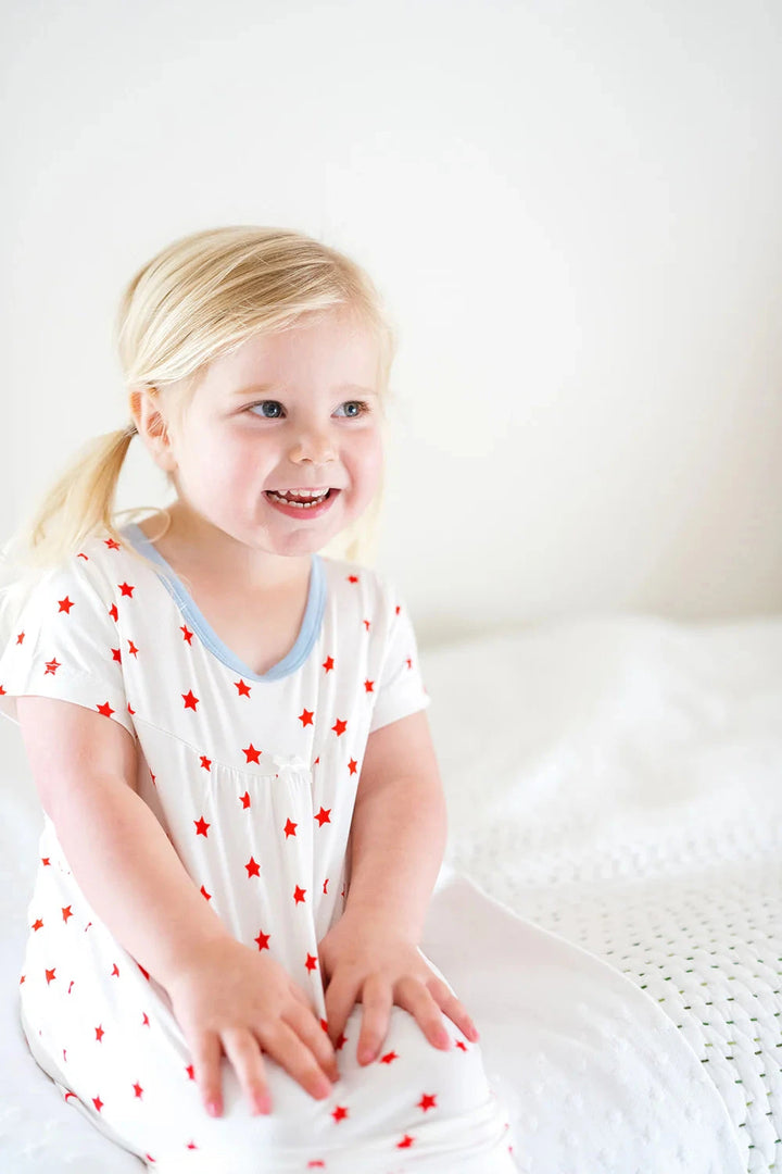 Red Stars Bamboo Nightgown Dress Girl Pajamas The Uptown Baby 