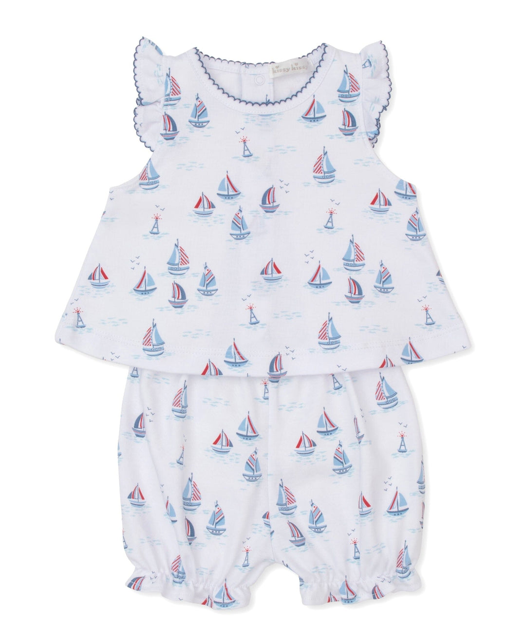 Red, White, & Blue Regatta Sunsuit Set Girl Bloomer Set Kissy Kissy 
