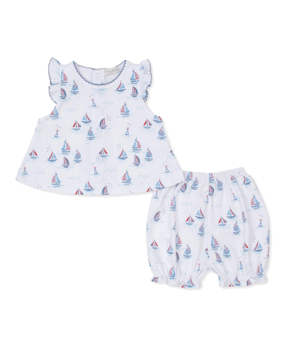 Red, White, & Blue Regatta Sunsuit Set Girl Bloomer Set Kissy Kissy 