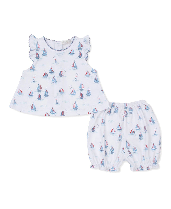 Red, White, & Blue Regatta Sunsuit Set Girl Bloomer Set Kissy Kissy 